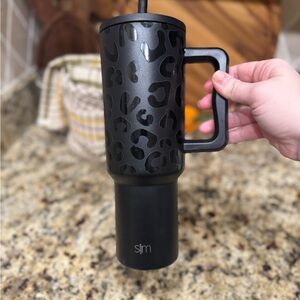 Sleek Black Leopard Print Tumbler